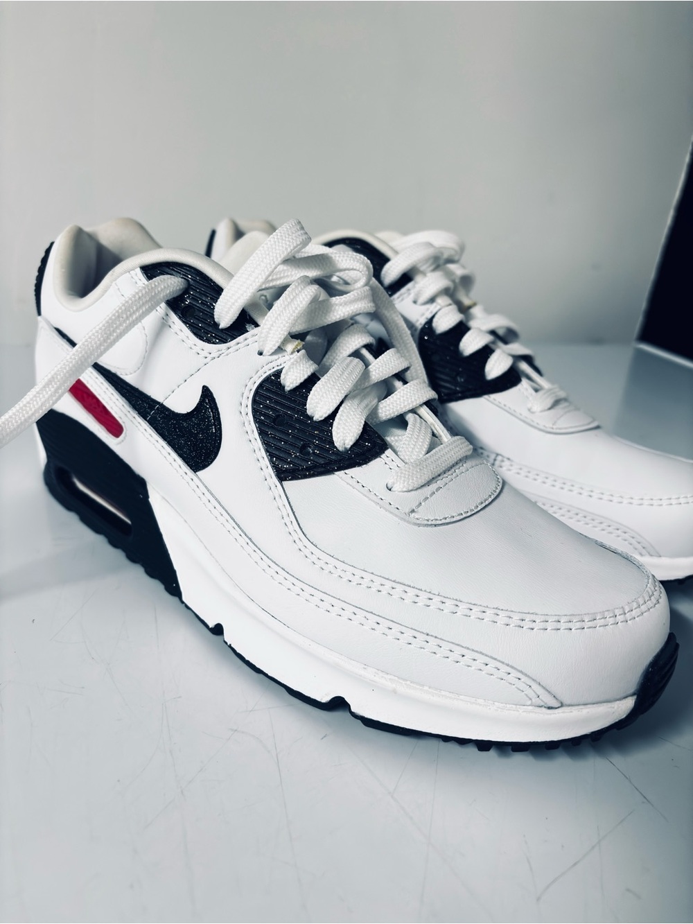 Nike White Black Sneakers with Red Accent